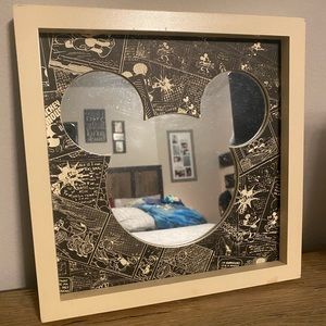 Disney Mickey Mouse Head Logo Cartoon Wooden Mirror Collectable